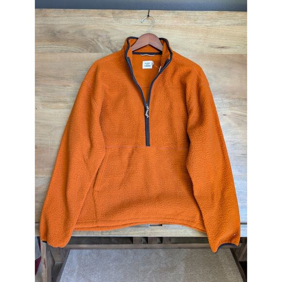 Flint And Tinder Sweatshirt Mens Medium Orange Fleece Long Sleeve Half Zip NWT - Picture 1 of 4